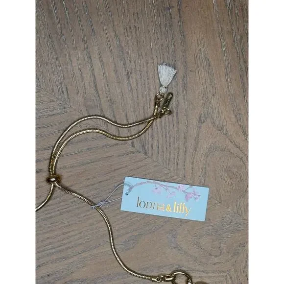 Lonna & Lilly Gold Tone Black Floral Adjustable Statement Necklace - Picture 3 of 3